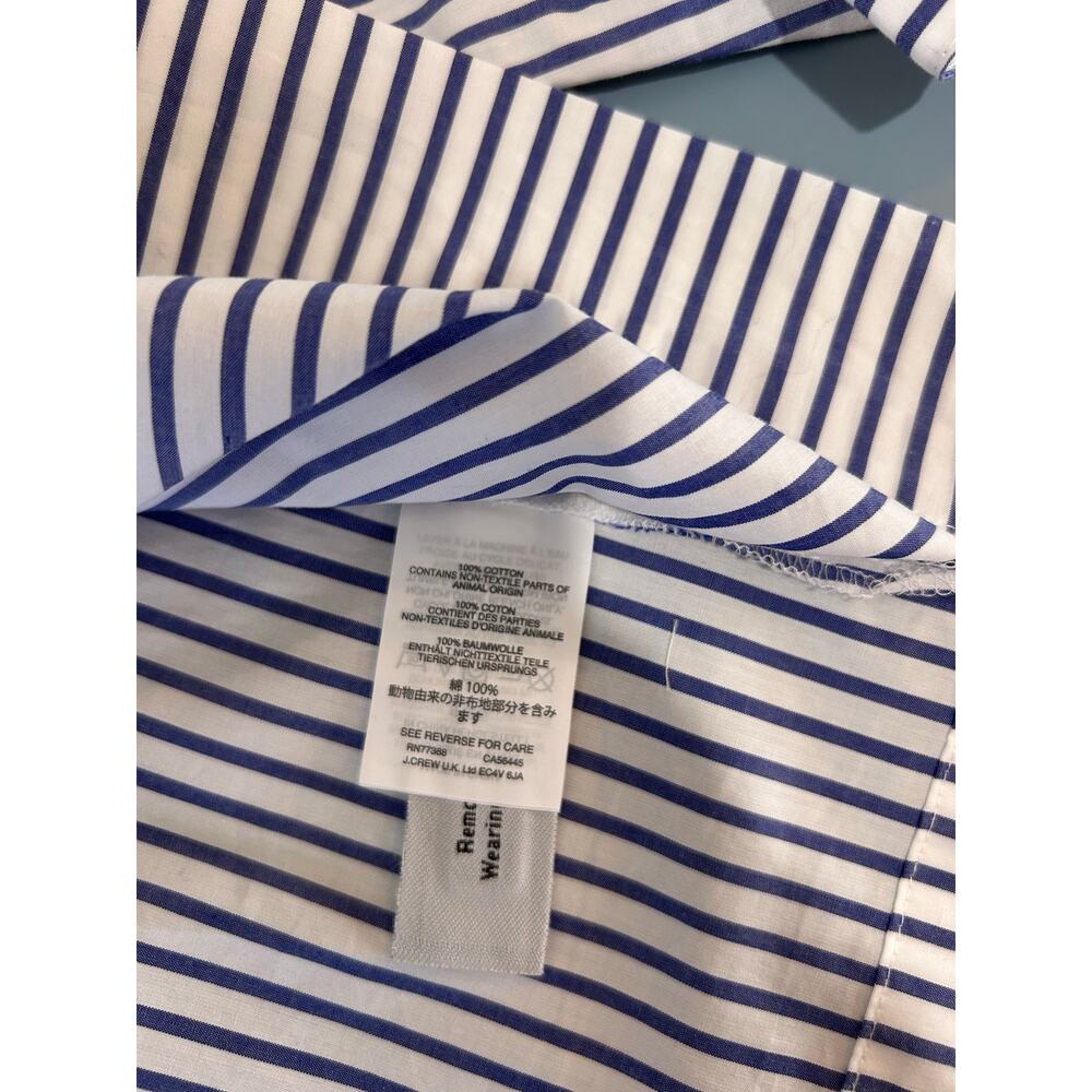 J, Crew NWT blouse size 6 blue white striped cotton ruffles tie - Picture 8 of 10